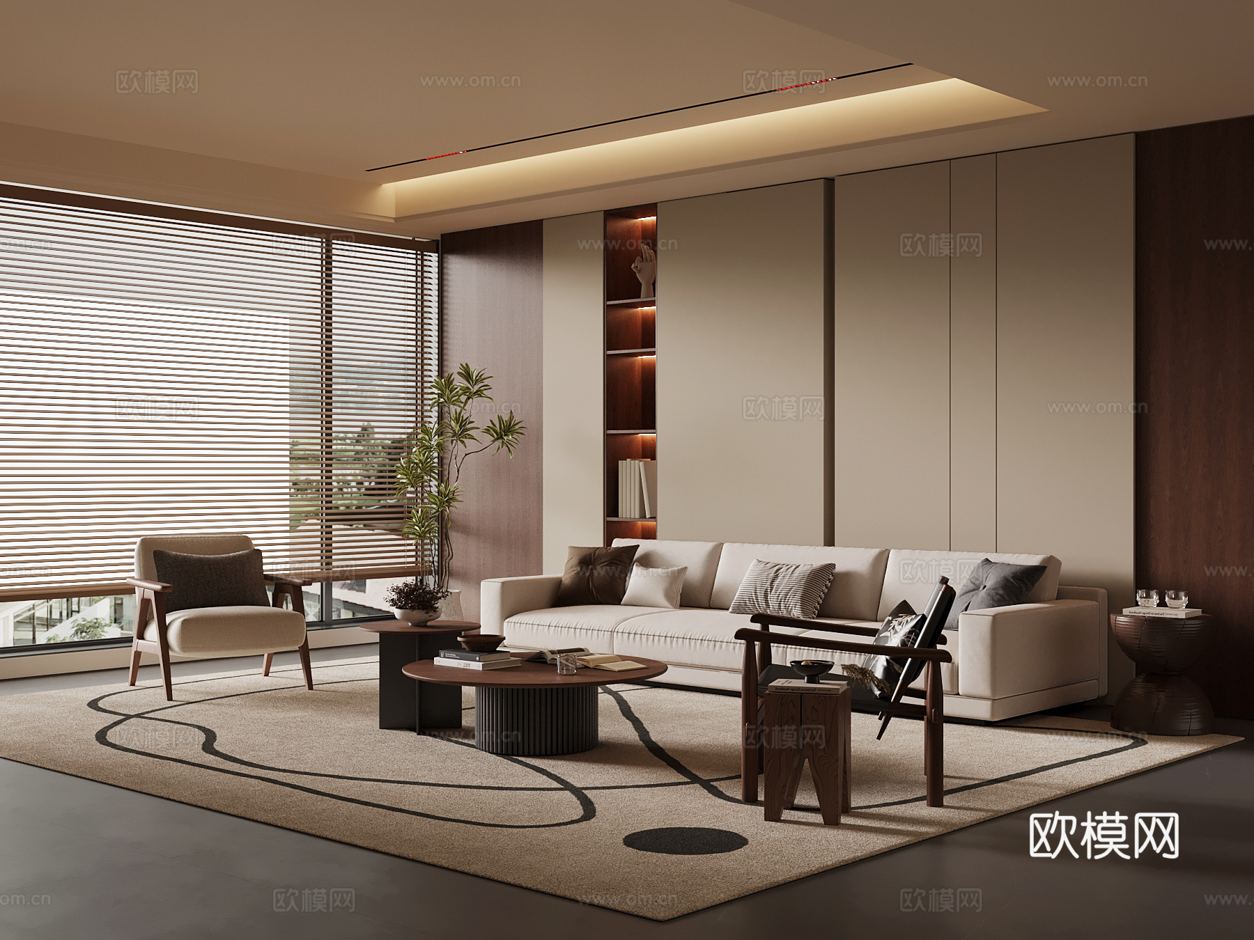 中古风客厅su模型