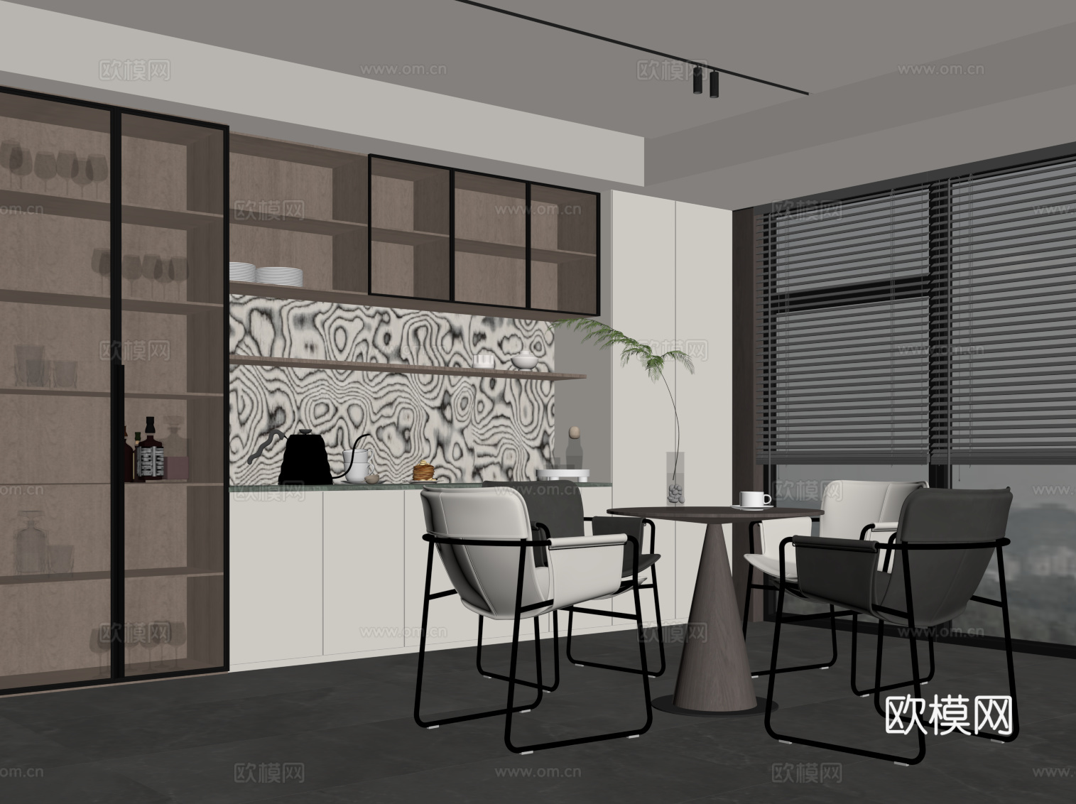 意式餐厅su模型