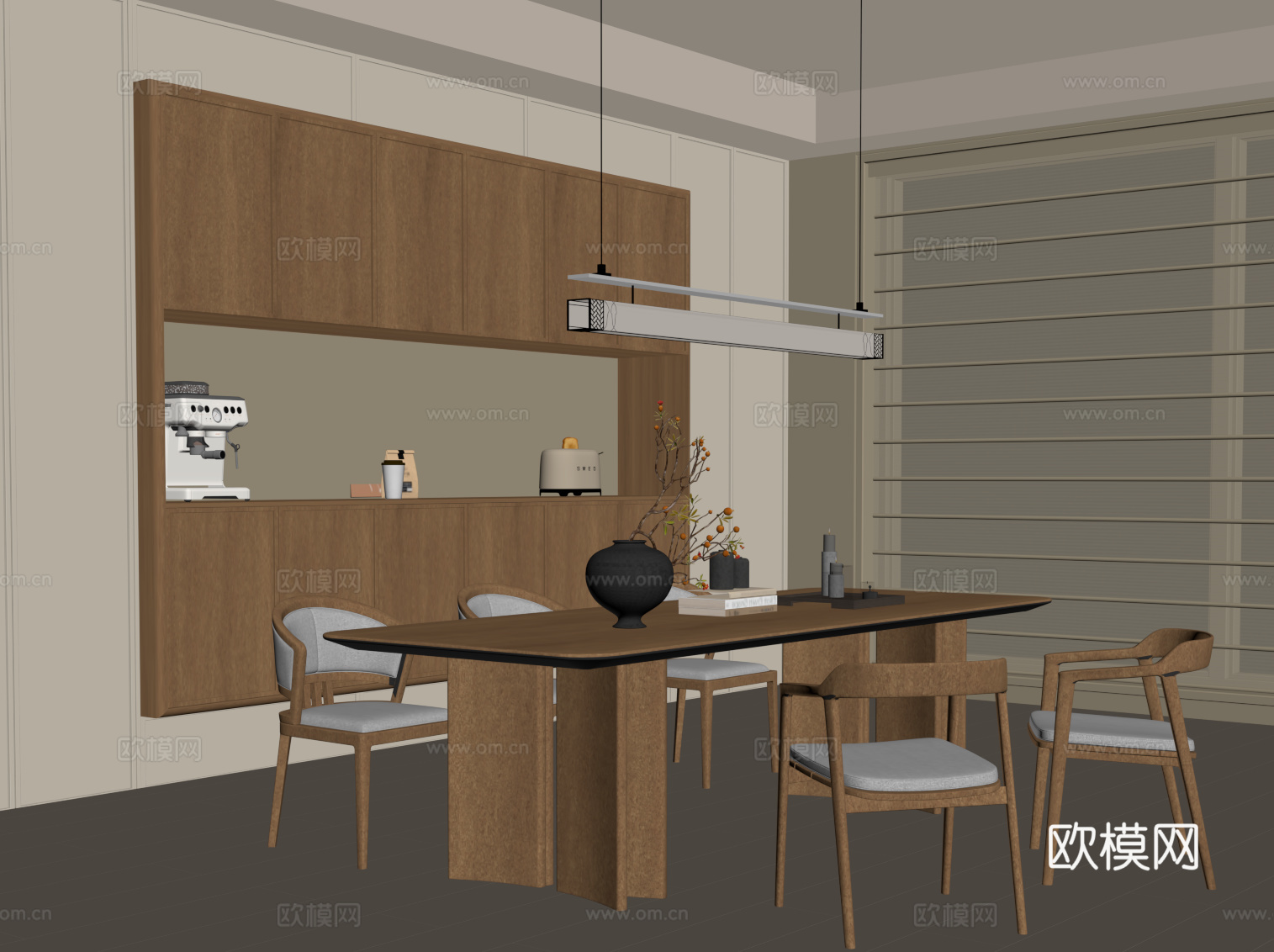 新中式餐厅su模型