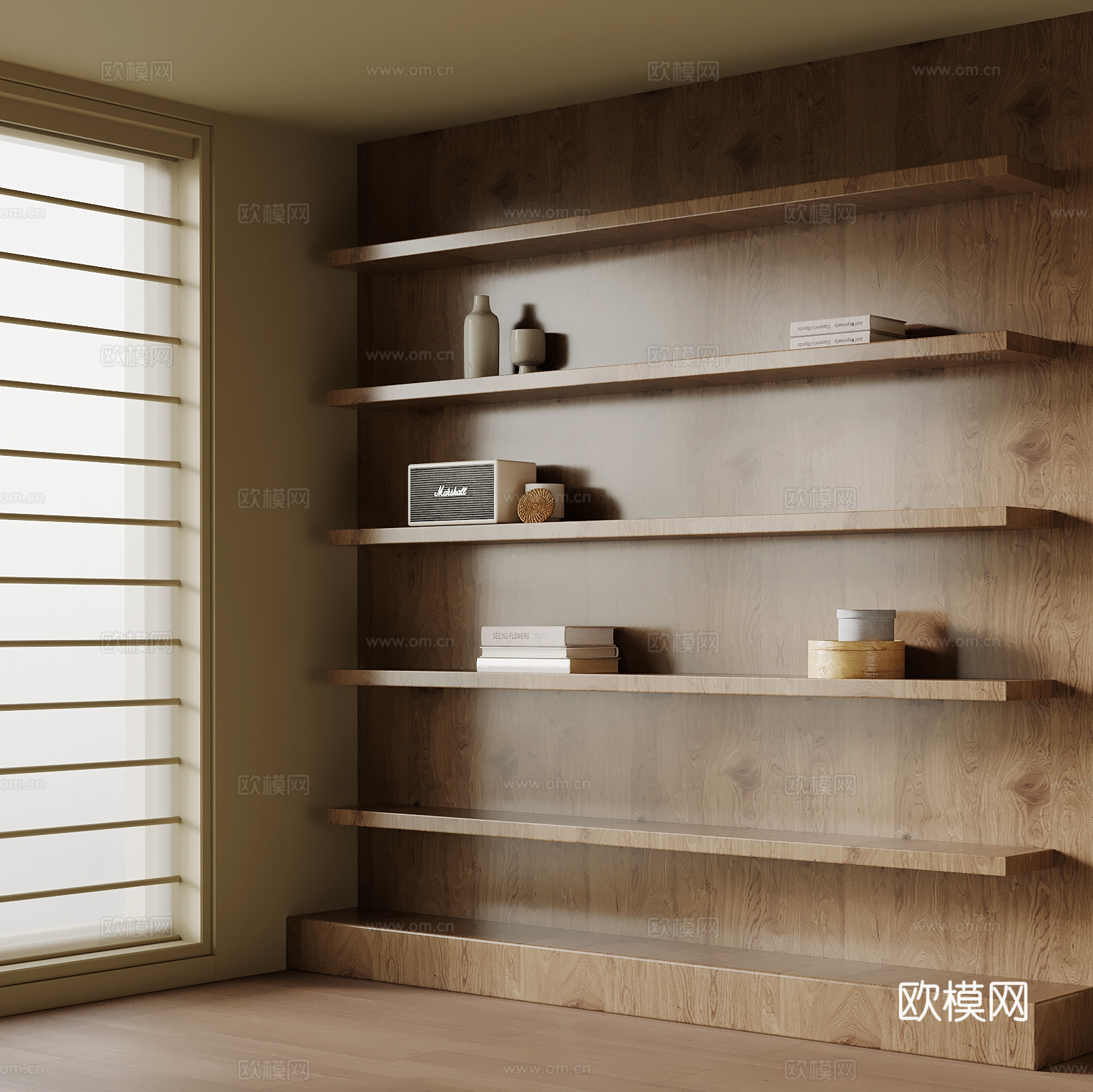 中古风置物架 书架su模型