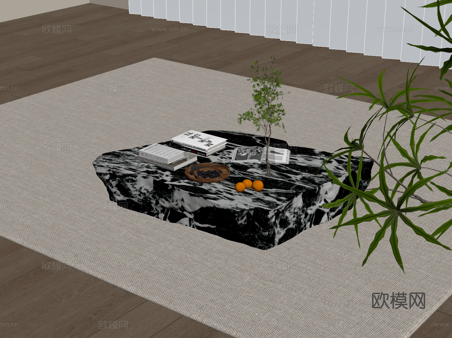 现代茶几 异形大理石茶几su模型