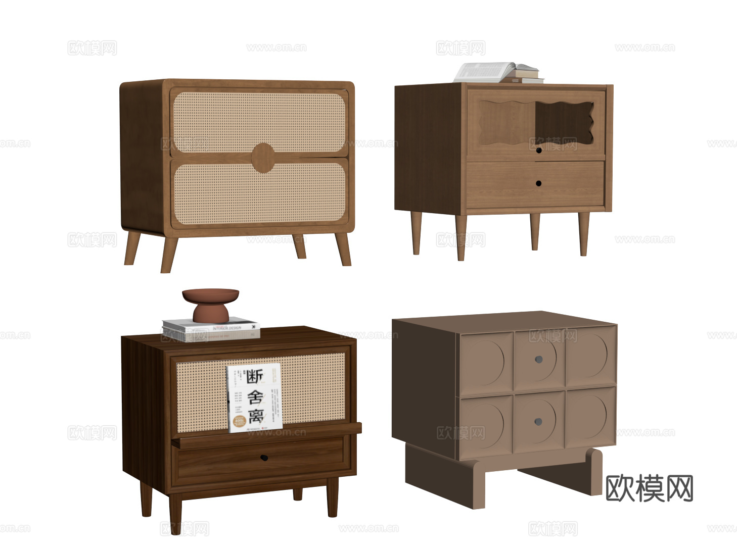 复古床头柜 法式木质床头柜su模型