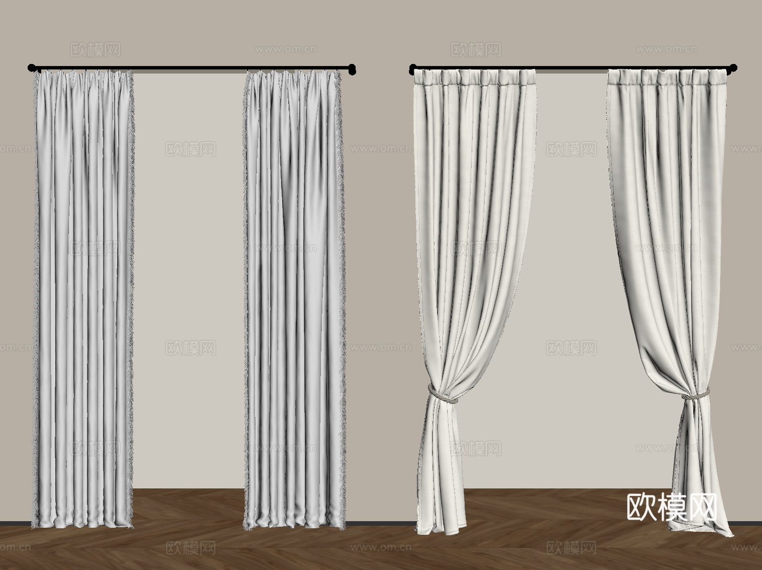 现代窗帘su模型