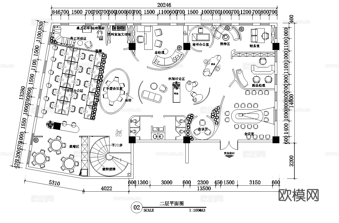 两层办公室 最新平面施工图合集cad施工图