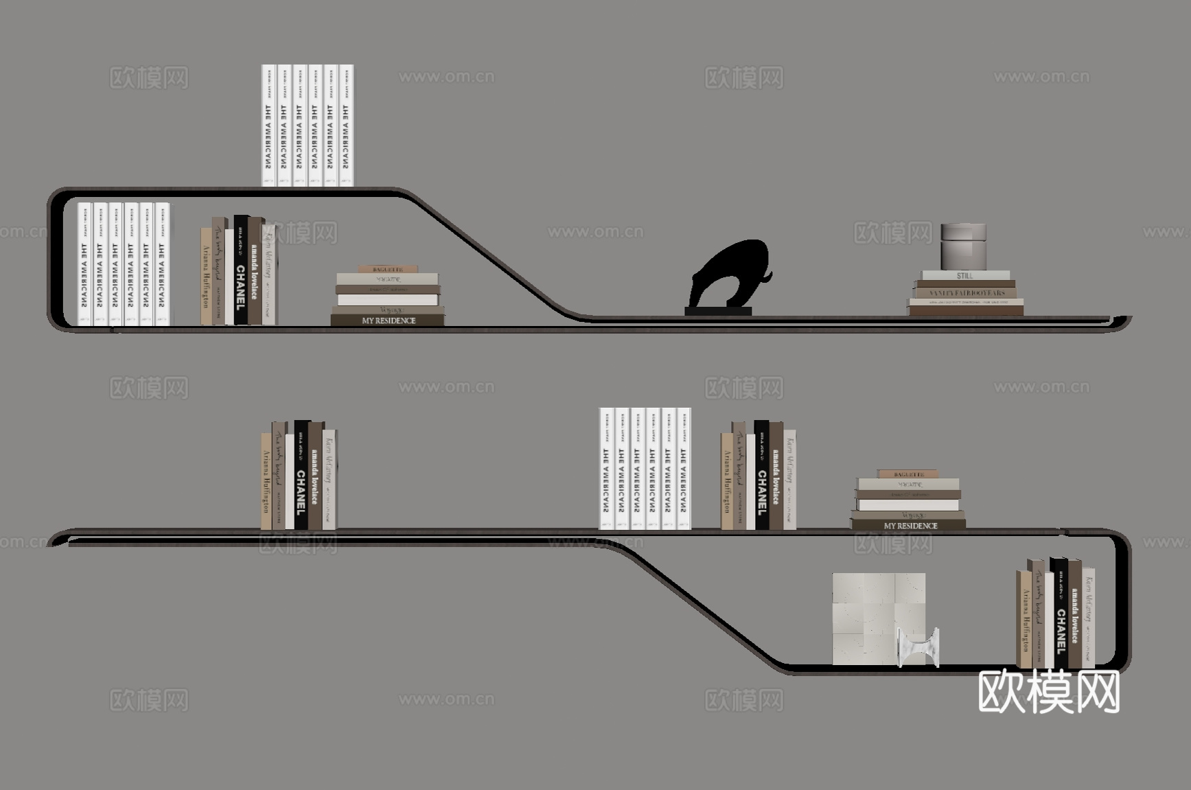 现代意式置物架 书架su模型