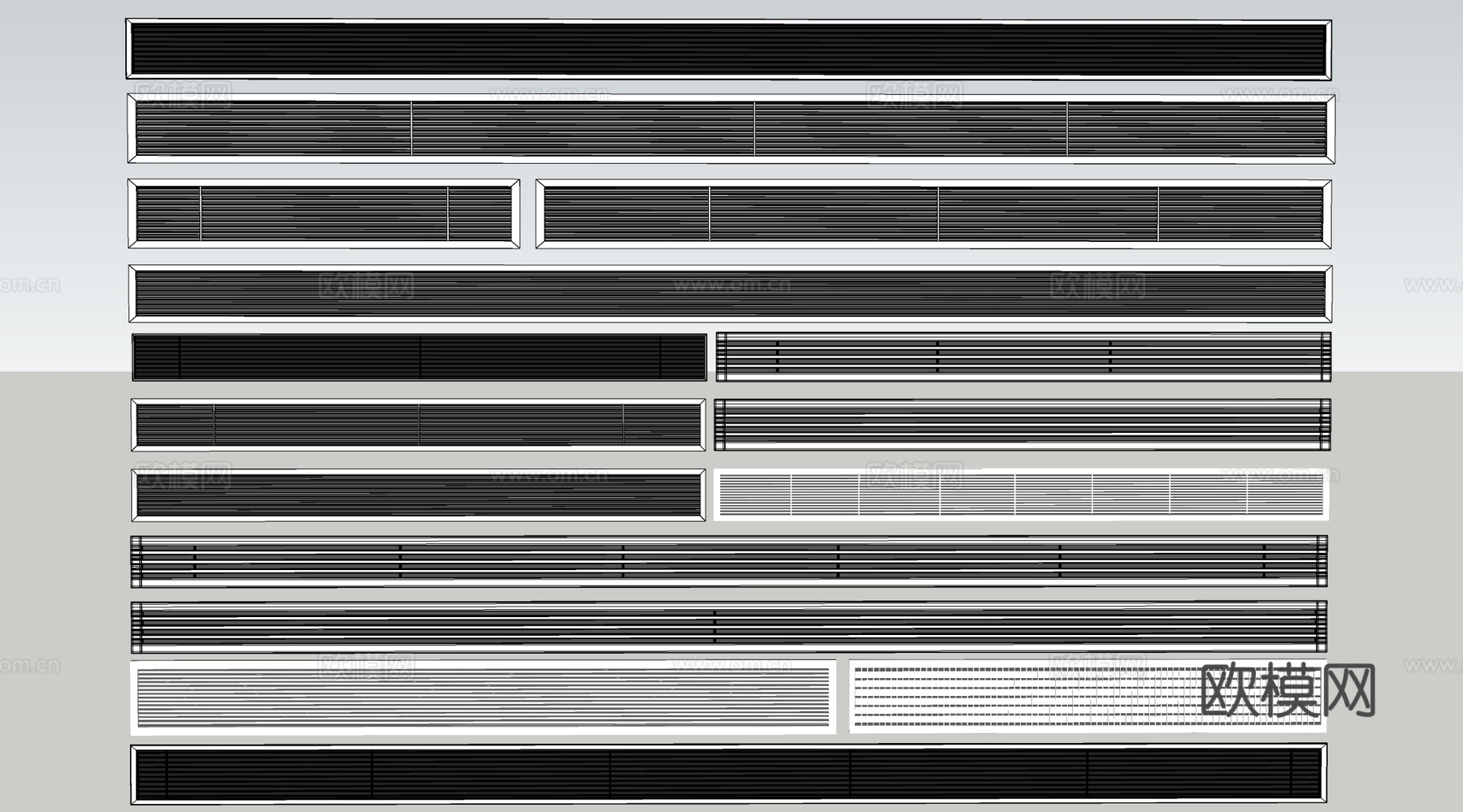现代空调出风口 空调回风口 空调挂机 新风口su模型
