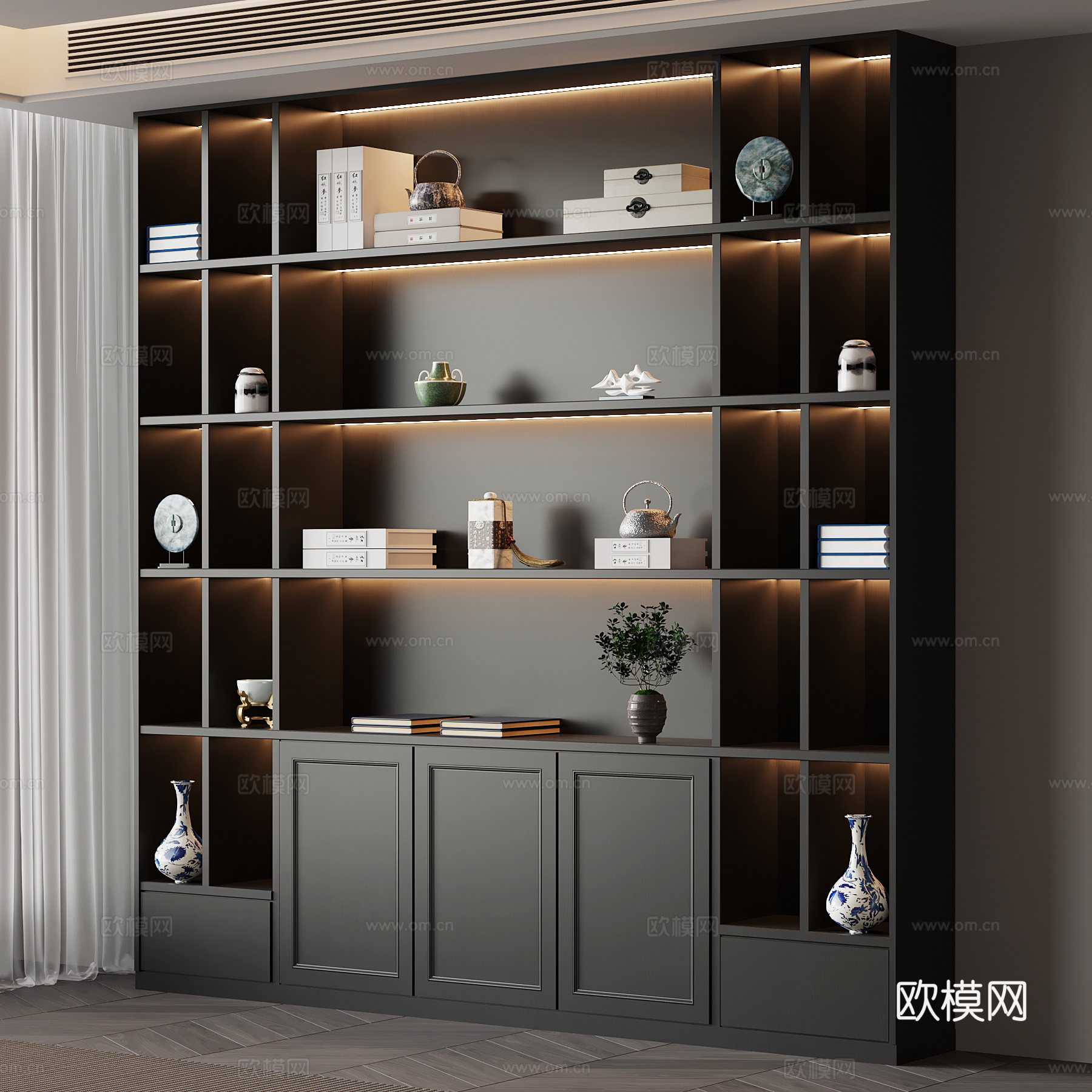 现代意式茶柜su模型