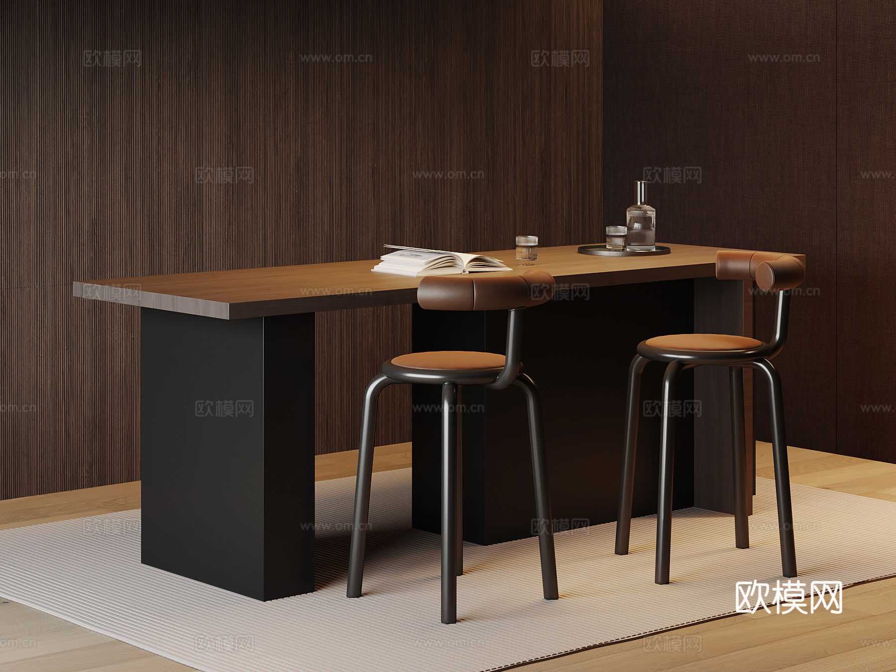 现代意式吧台 吧椅3d模型下载