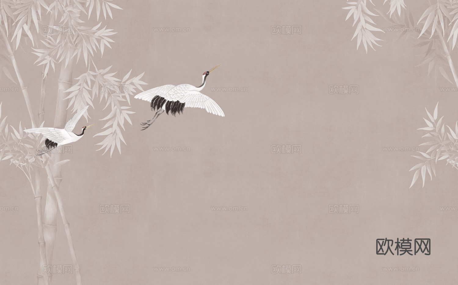 中式新中式花鸟植物壁纸壁画装饰画