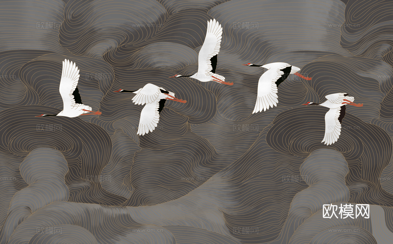 中式新中式花鸟植物壁纸壁画装饰画下载