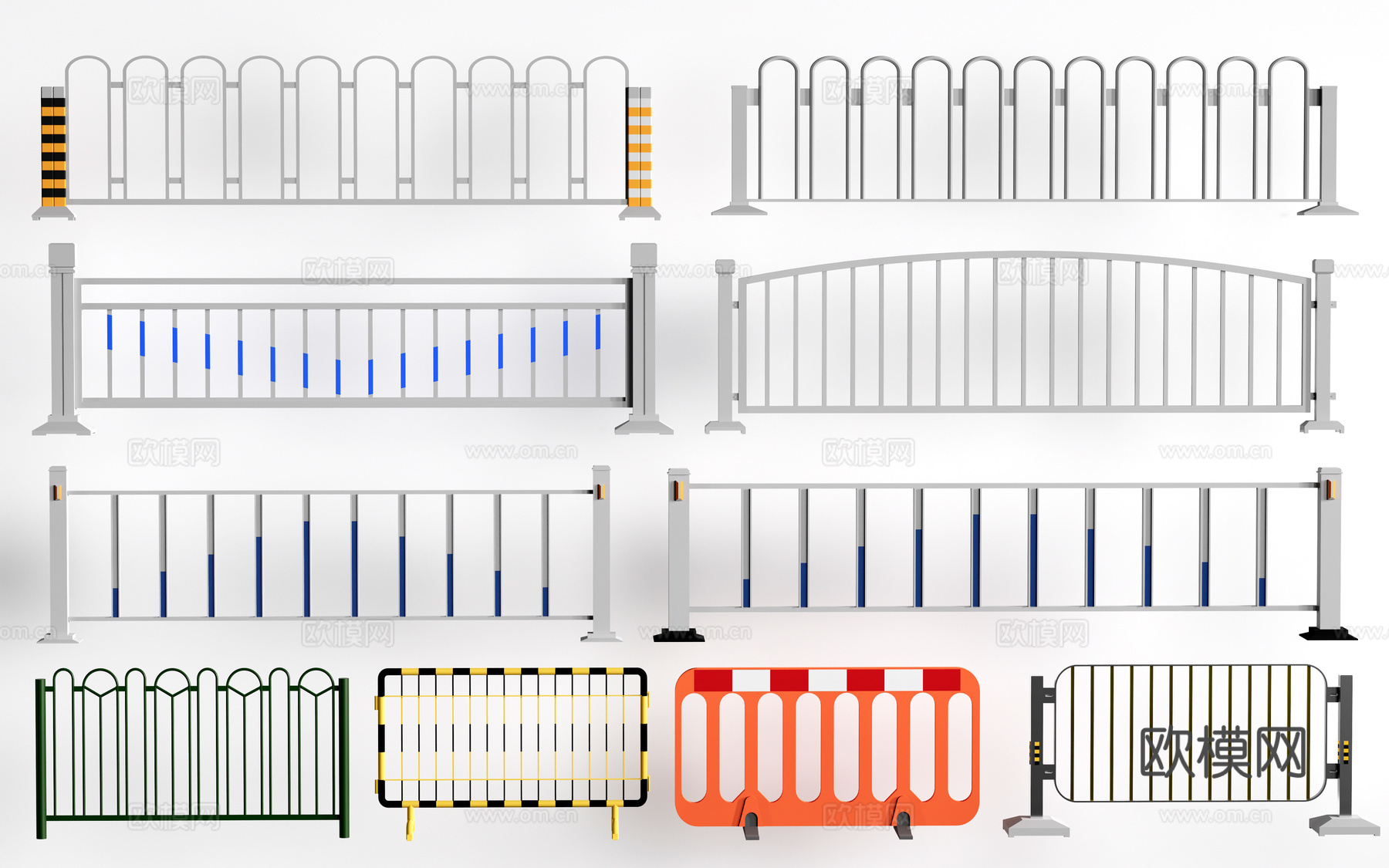 现代道路护栏 道路栏杆 交通设施 道路围栏su模型