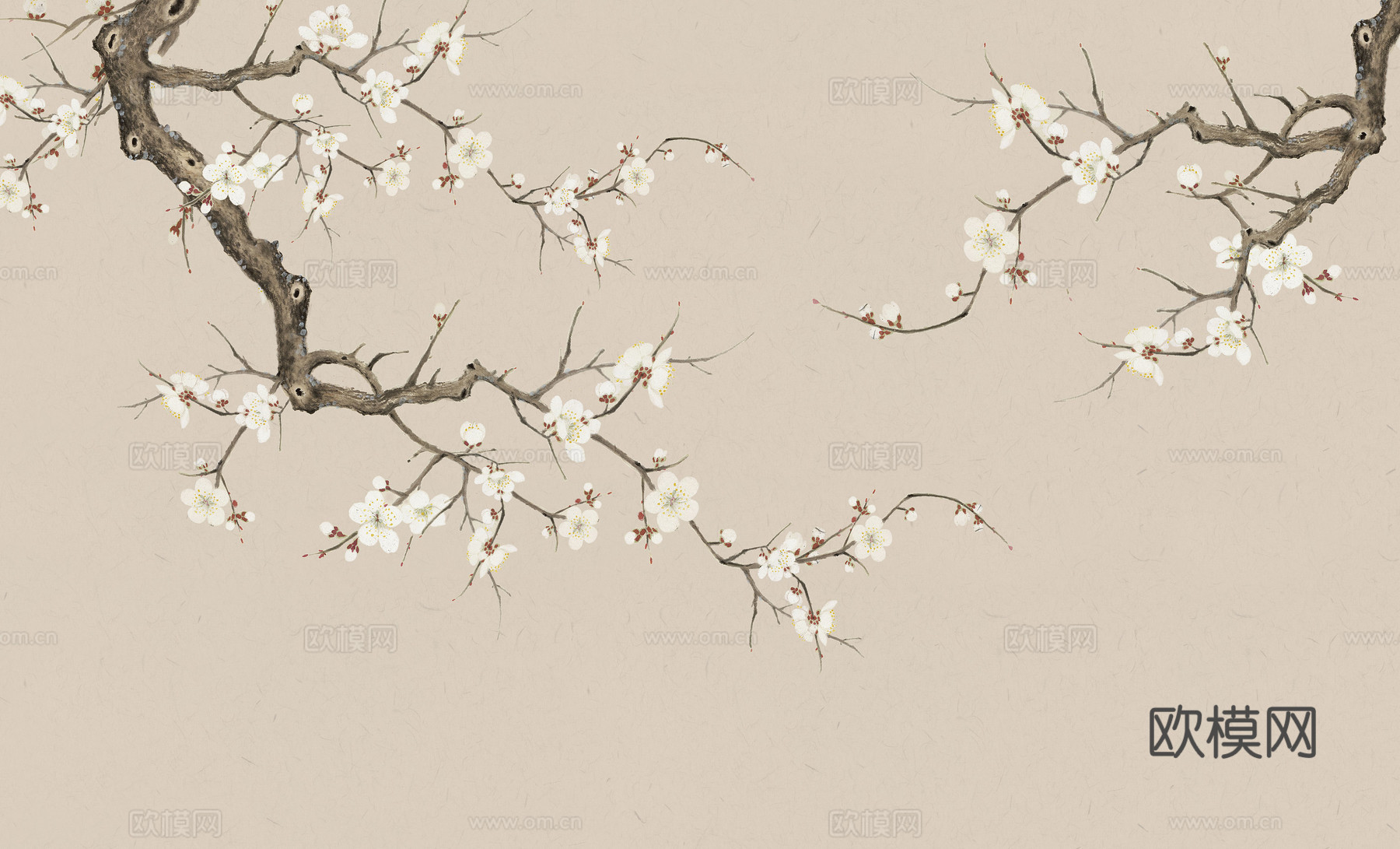 中式新中式花鸟植物壁纸壁画下载