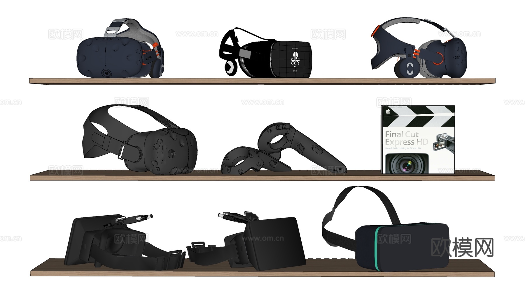 现代VR眼镜 虚拟现实器材 智能眼镜 3D眼镜su模型