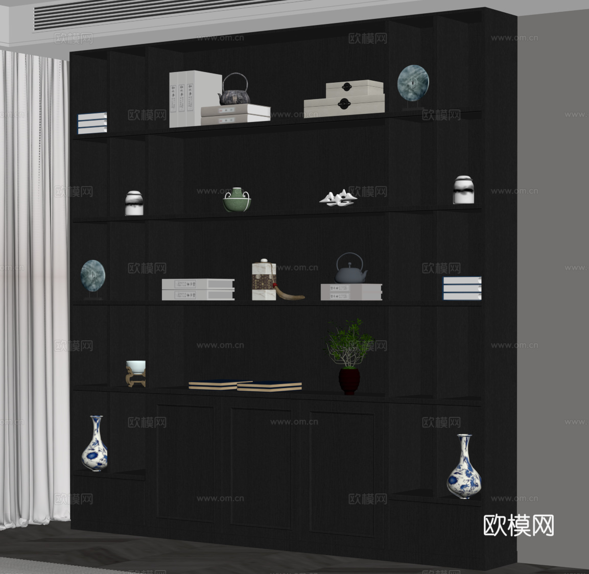 现代意式茶柜su模型