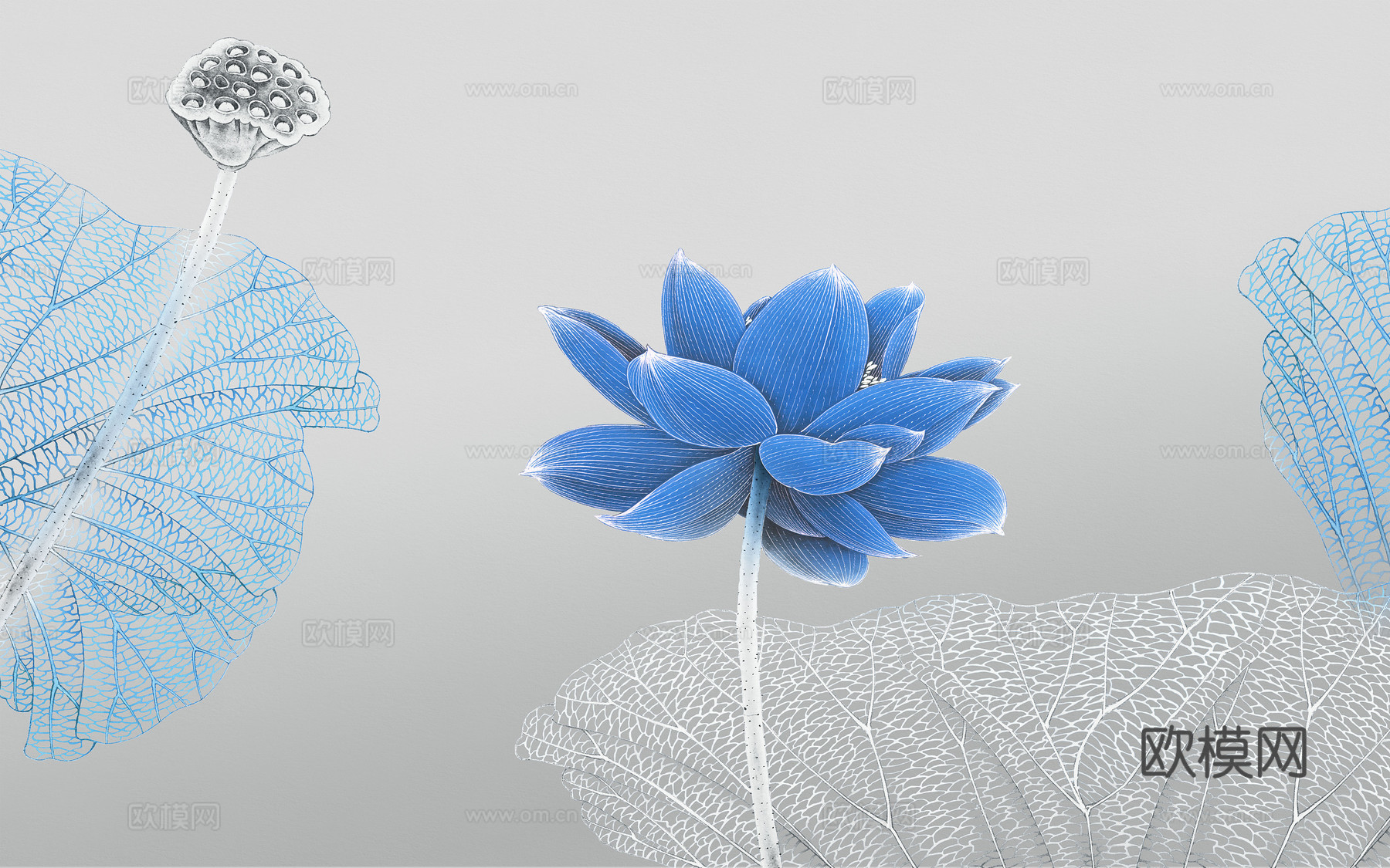 中式新中式花鸟植物壁纸壁画装饰画