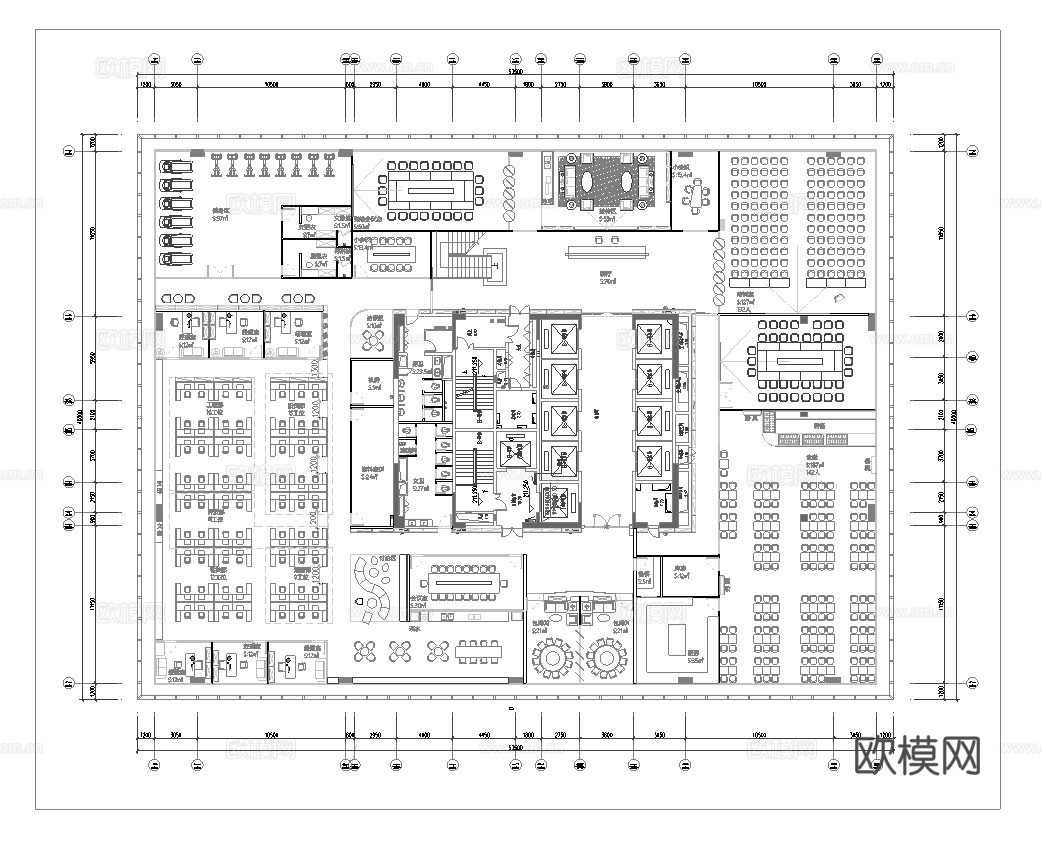 1200平办公室  最新平面施工图合集cad施工图