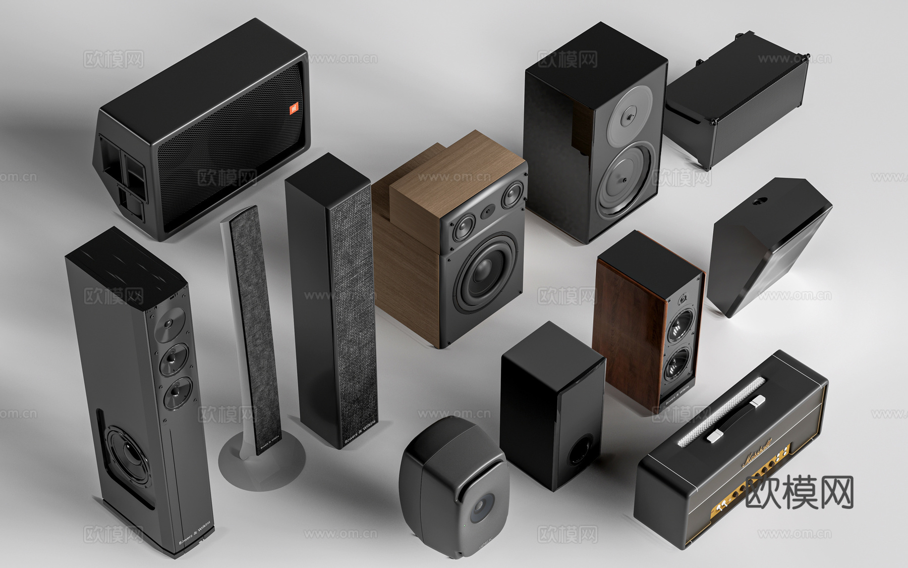 现代落地音响 壁挂音箱 扩音器su模型