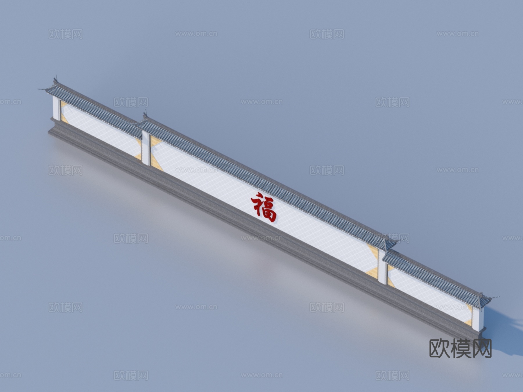 景墙 围墙3d模型下载