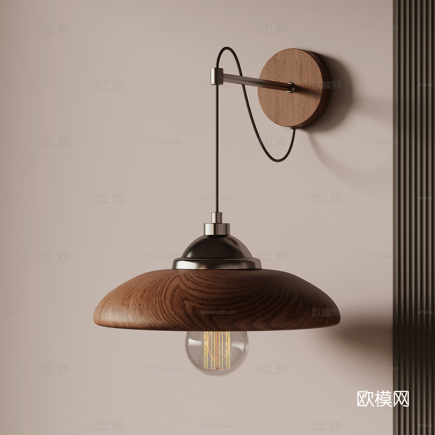 现代中古壁灯 吊灯 法式壁灯su模型