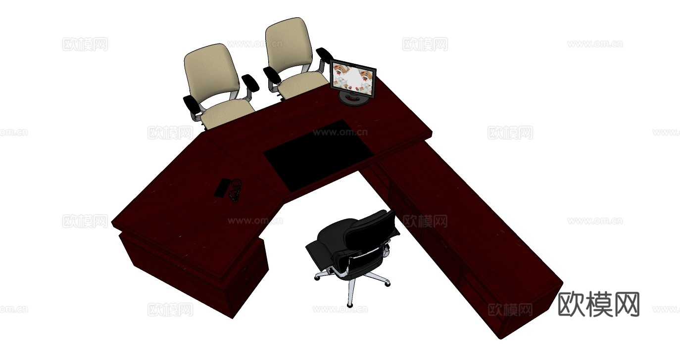 班台 老板办公桌 办公椅免费su模型
