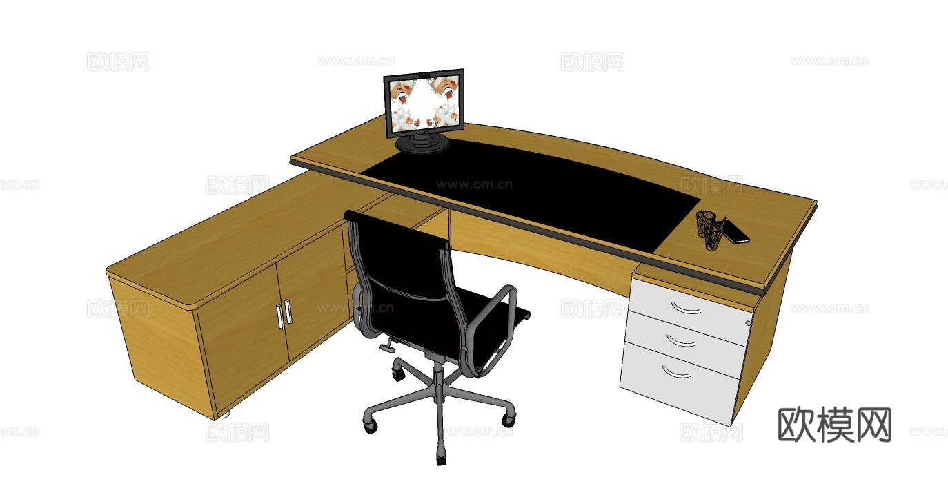 办公桌 办公椅 文件柜免费su模型