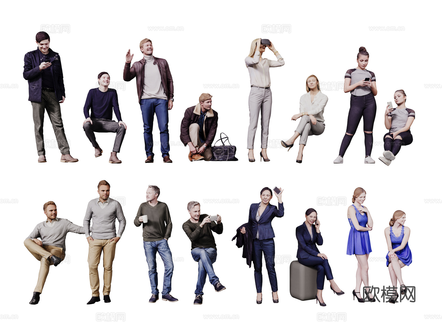 现代人物 男人 女人 商务人物 休闲人物 人物组合su模型