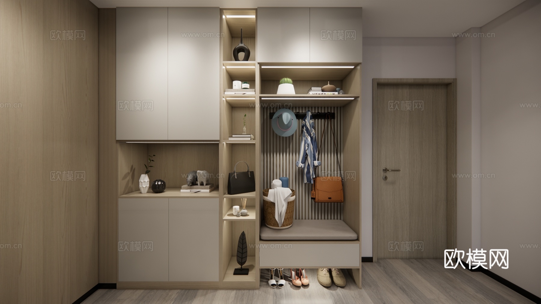 摆件 玄关柜 陈设饰品 大门 大门 入户门 客厅 家装 玄关su模型