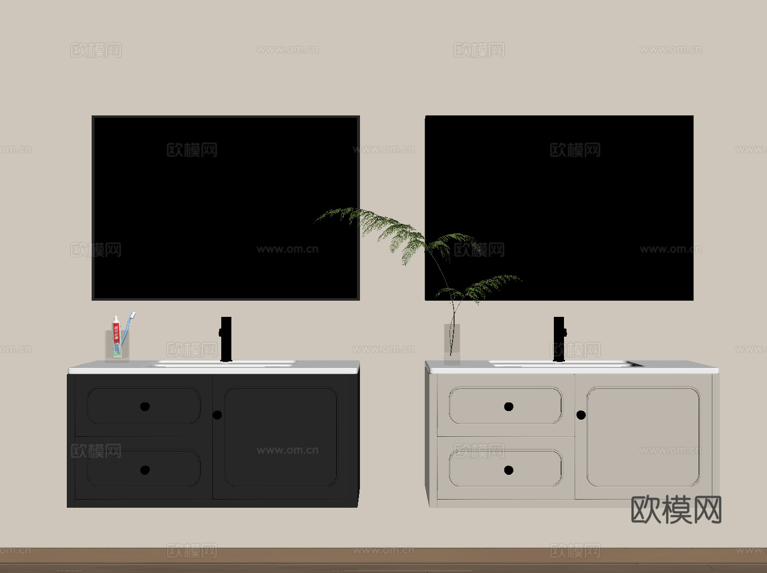 现代意式浴室柜su模型