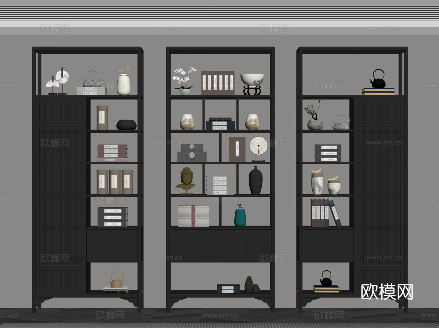 现代意式博古架su模型