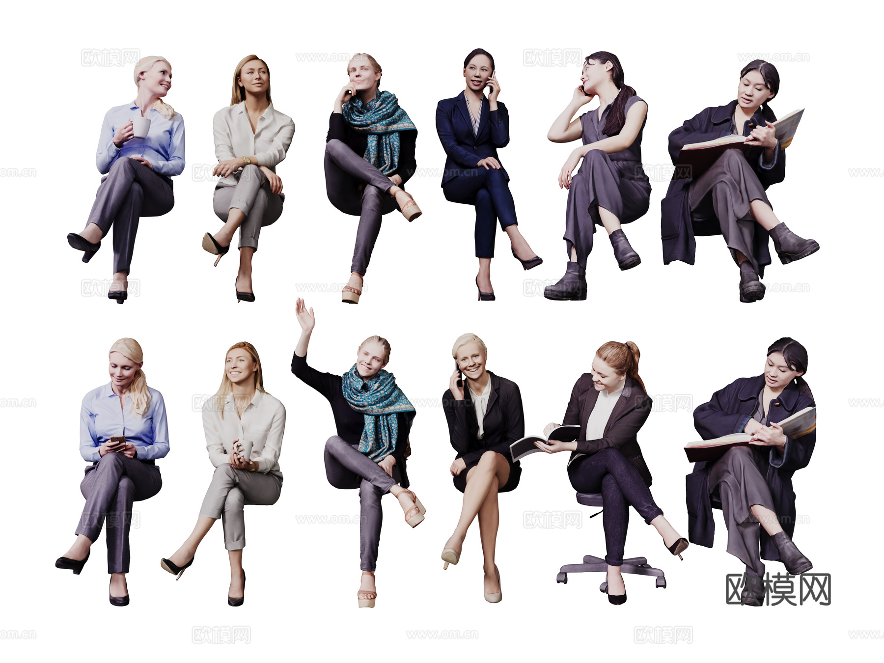 现代人物 男人 女人 商务人物 休闲人物 人物组合su模型