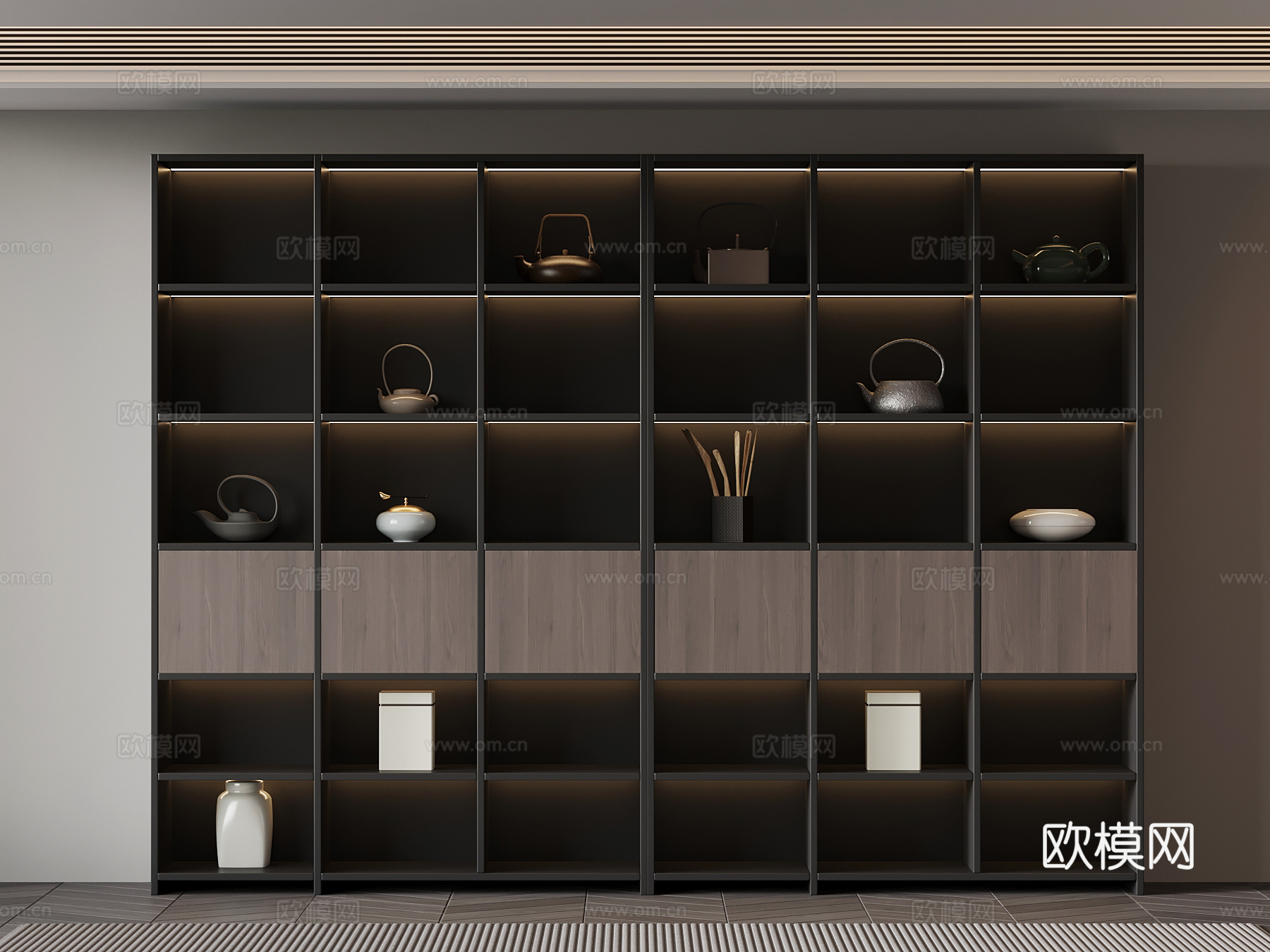 现代意式茶柜su模型