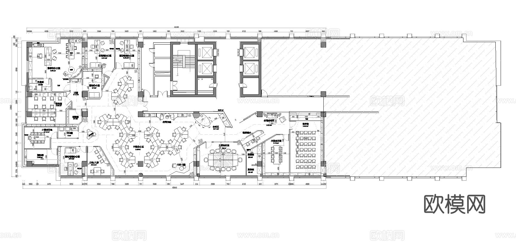 600平办公室 最新平面施工图合集cad施工图