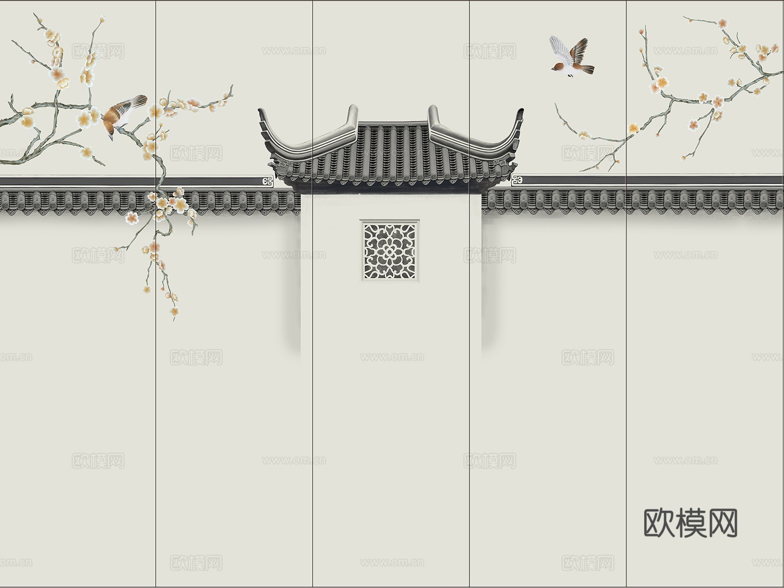 中式新中式花鸟植物壁纸壁画下载