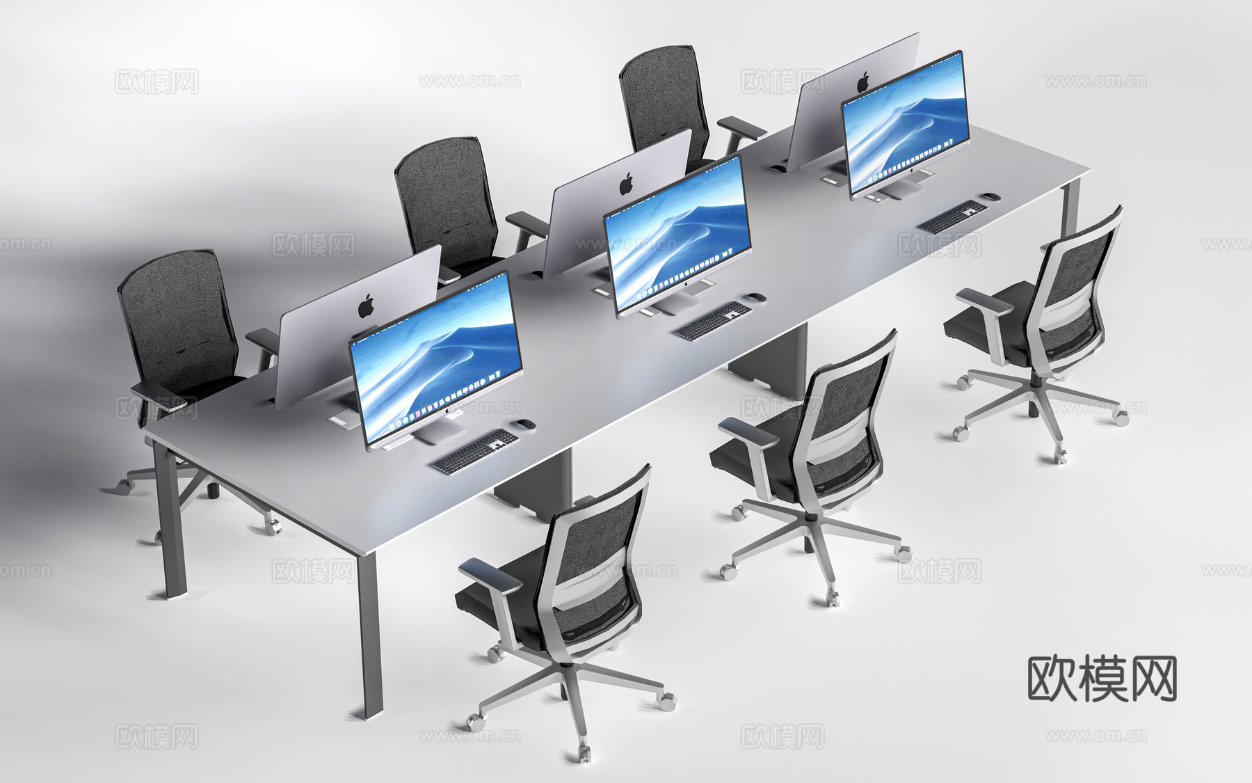 现代办公桌椅 工位桌椅 公司办公桌su模型