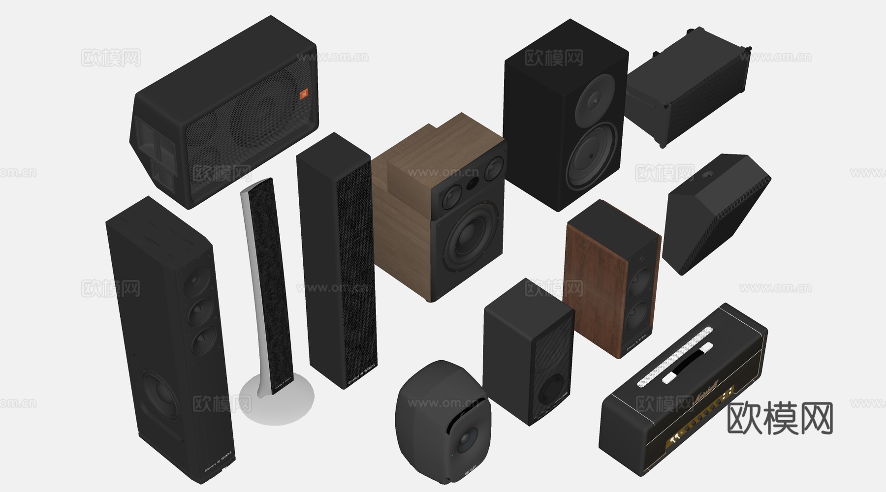 现代落地音响 壁挂音箱 扩音器su模型