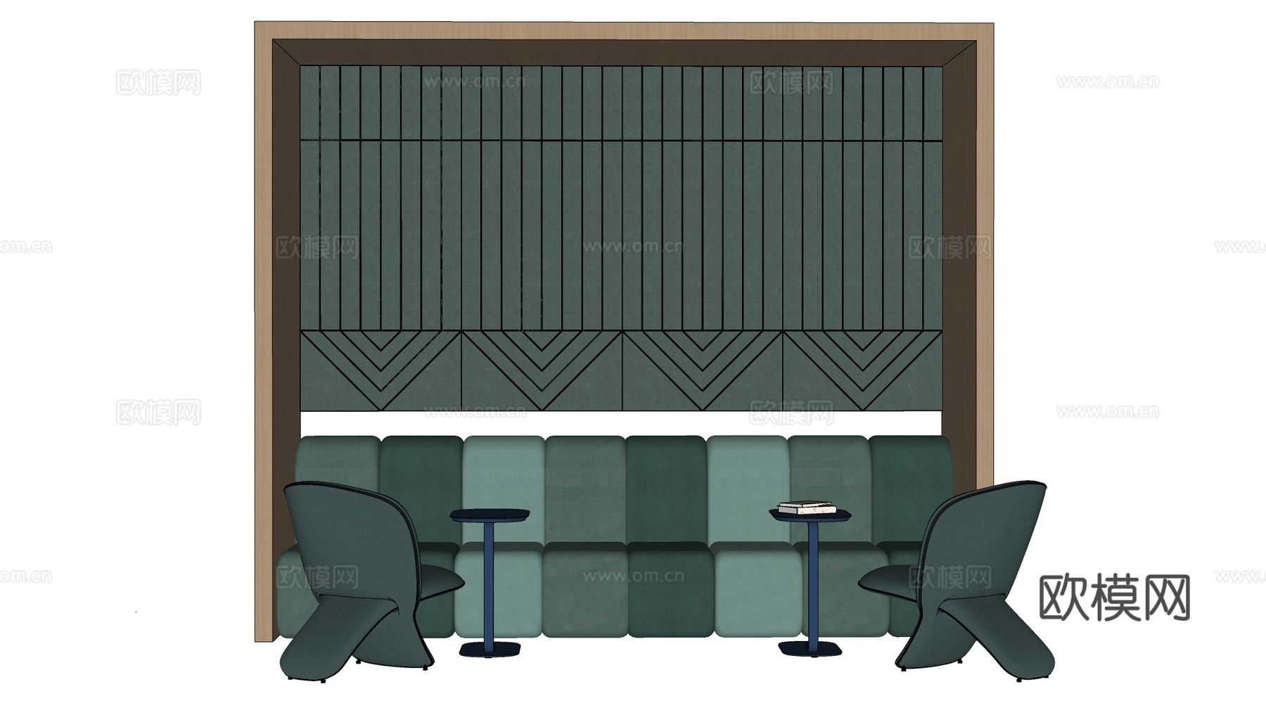 现代卡座沙发 卡座桌椅 休闲卡座su模型