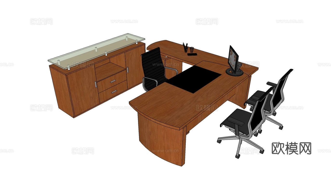 办公桌 办公椅 文件柜免费su模型