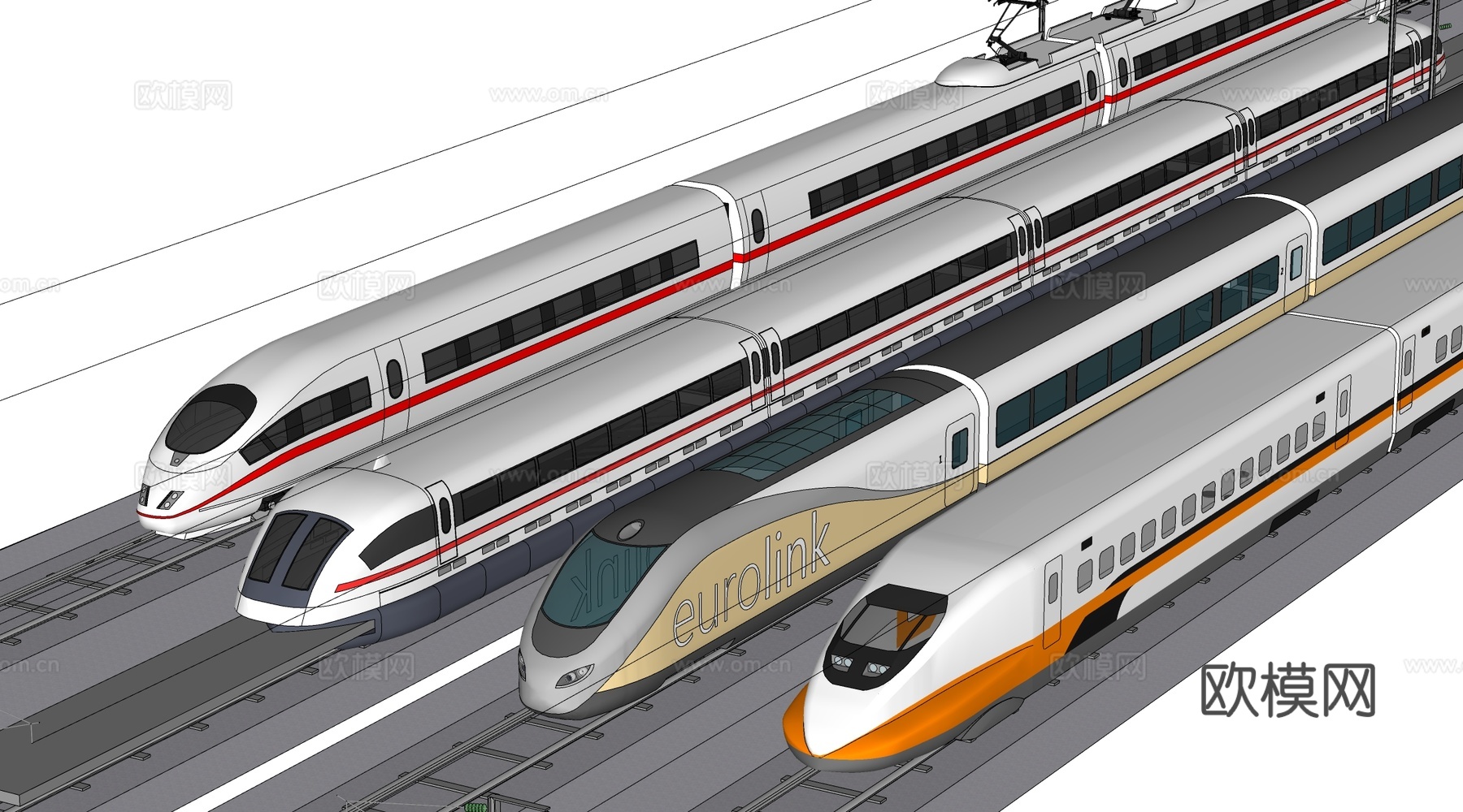 现代火车 高铁 磁悬浮列车su模型
