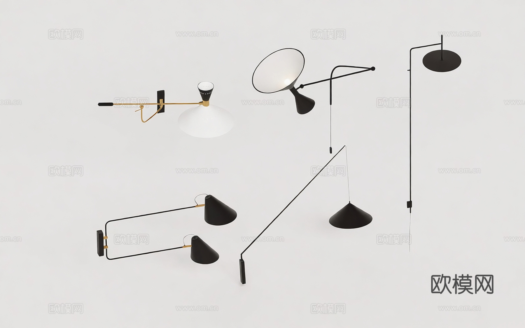 现代极简线性壁灯 轨道壁灯 可调角度壁灯​ 酒店风 商业空间su模型