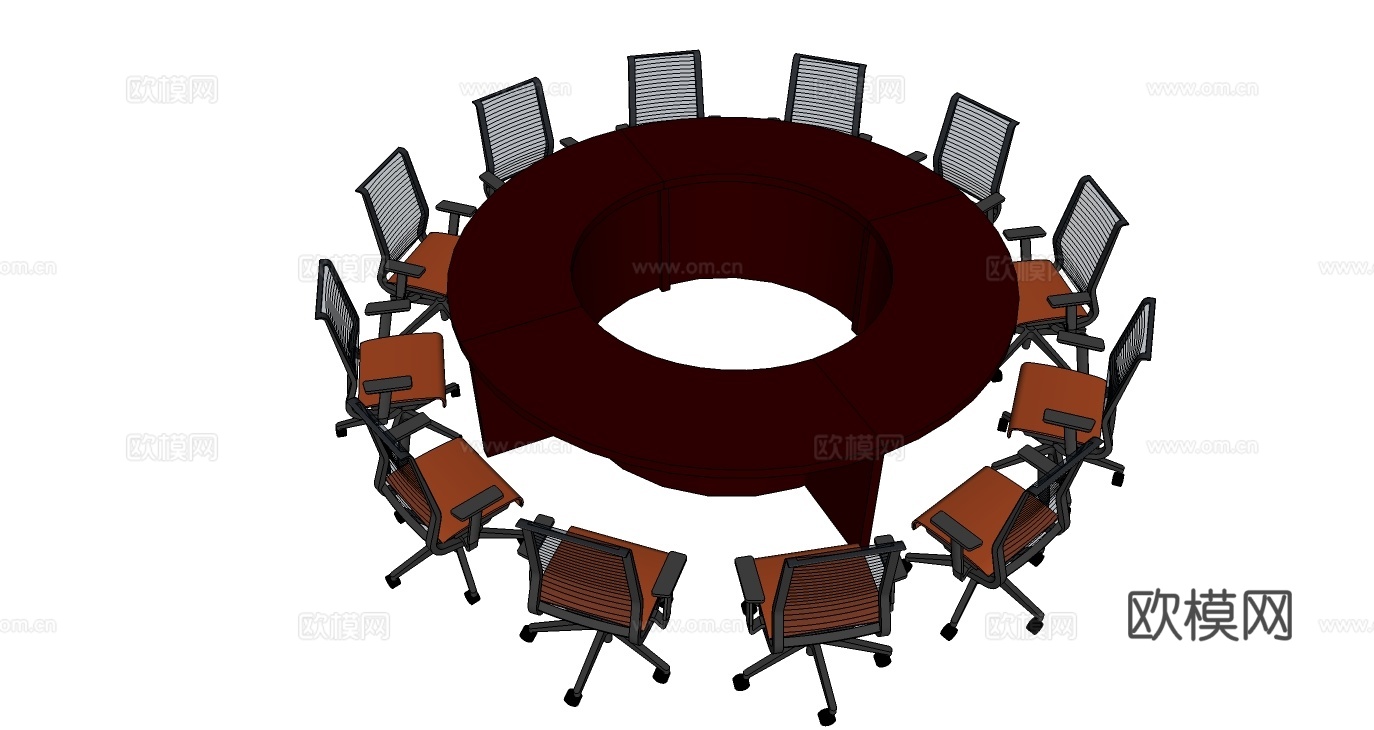 会议桌 会议椅 圆会议桌免费su模型