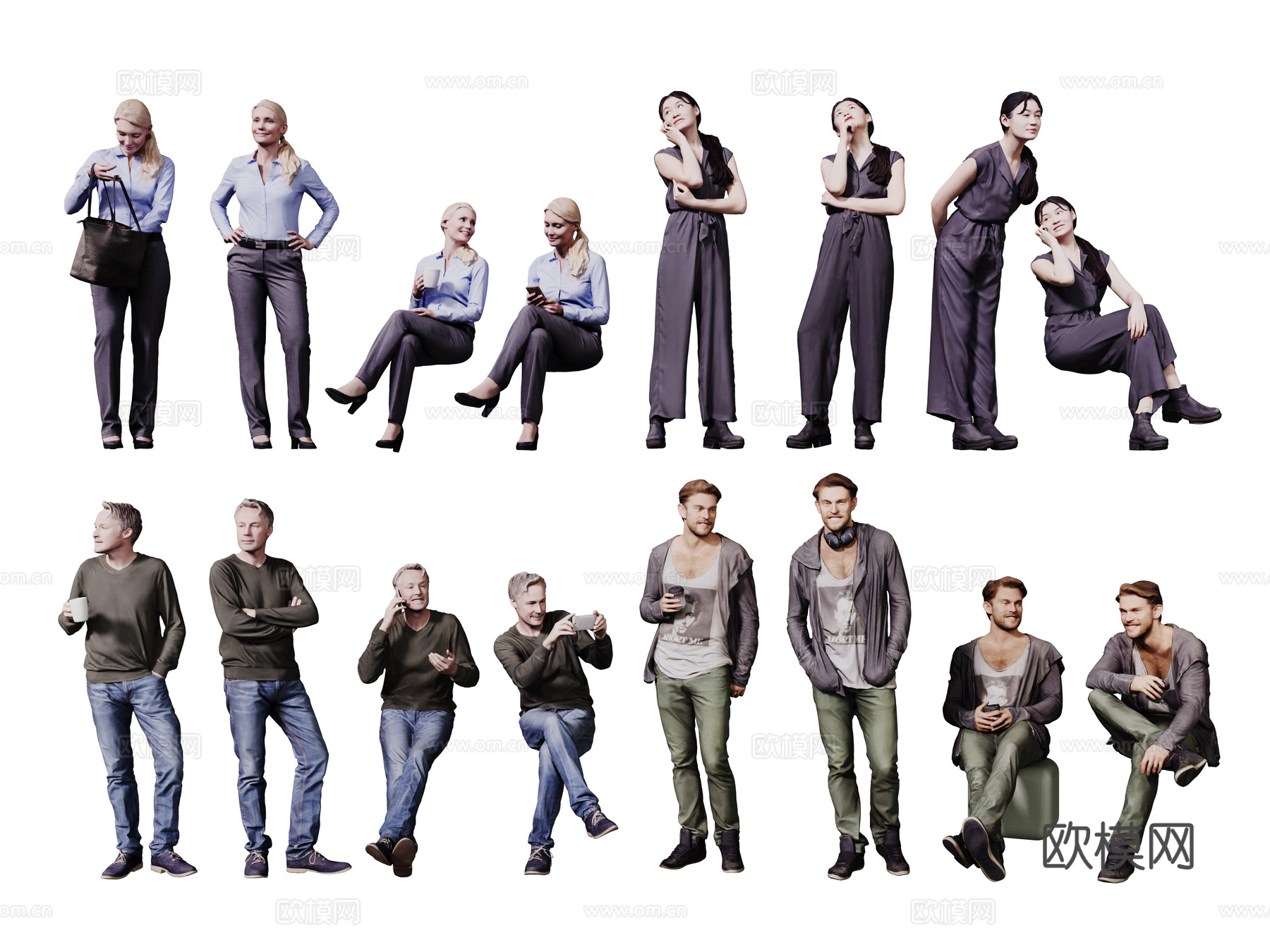 现代人物 男人 女人 商务人物 休闲人物 人物组合su模型