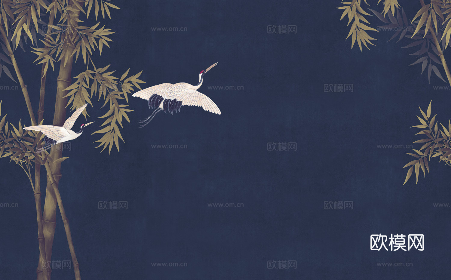 中式新中式花鸟植物壁纸壁画装饰画