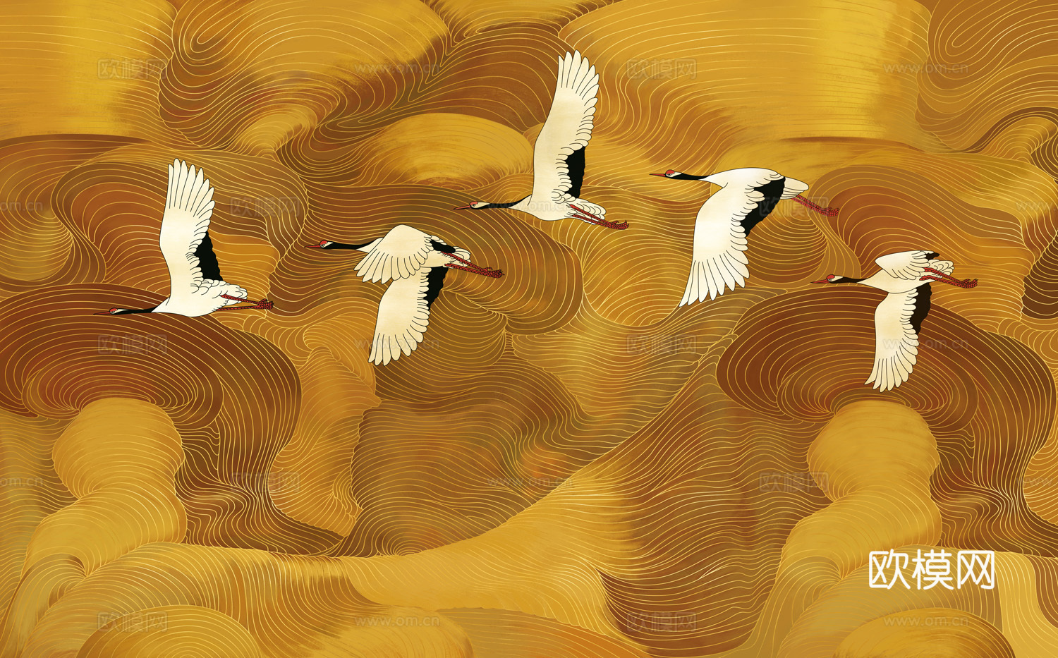 中式新中式花鸟植物壁纸壁画装饰画下载