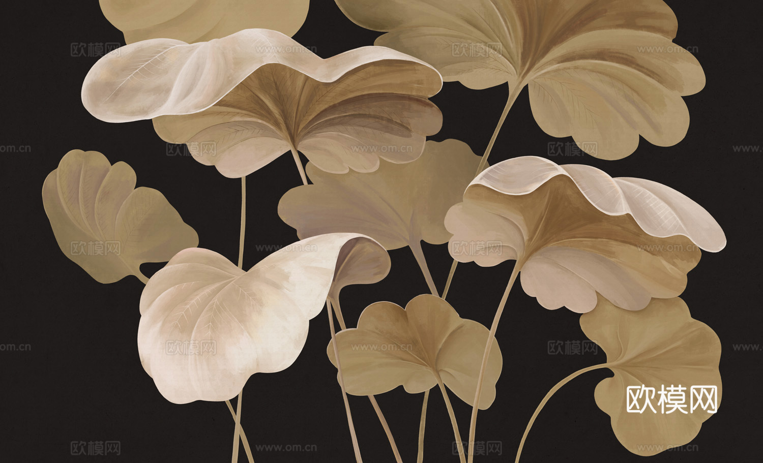 中式新中式花鸟植物壁纸壁画下载