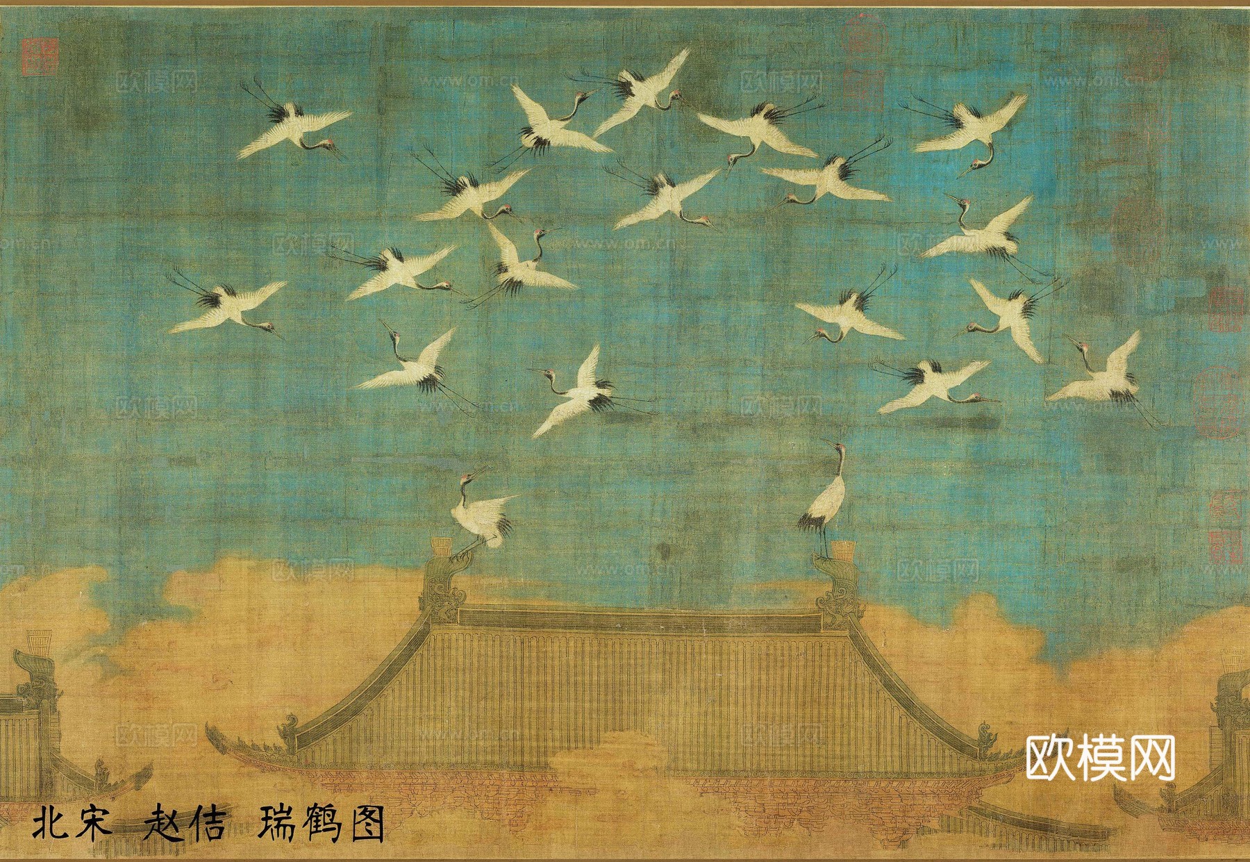 中式新中式花鸟植物壁纸壁画装饰画下载