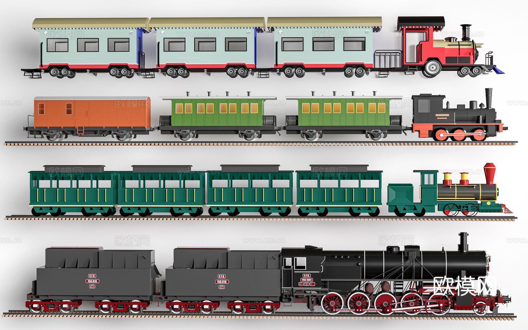现代火车头 商场小火车 观光小火车 无轨小火车su模型