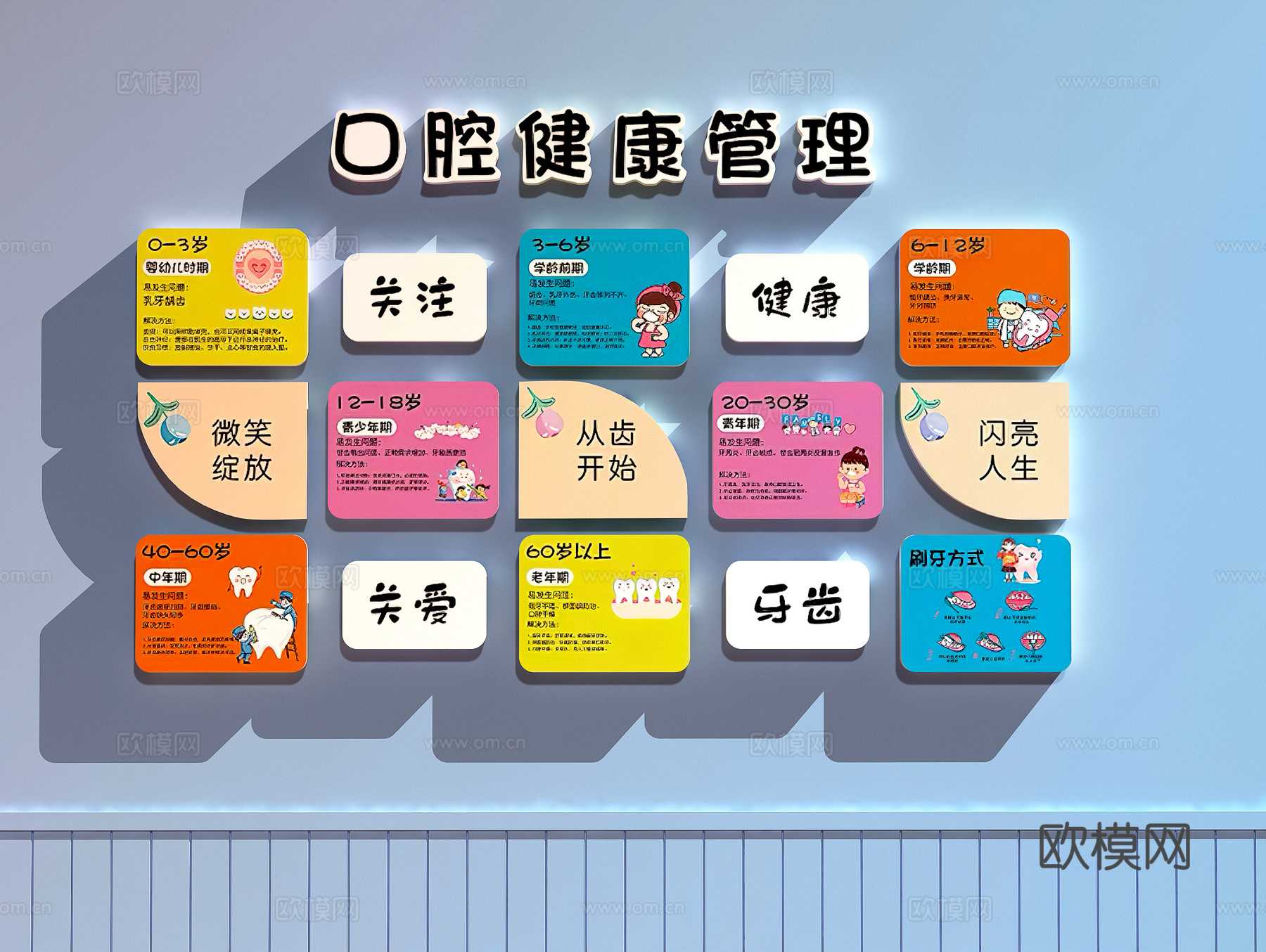 口腔诊所装饰画   口腔医院文化墙3d模型下载