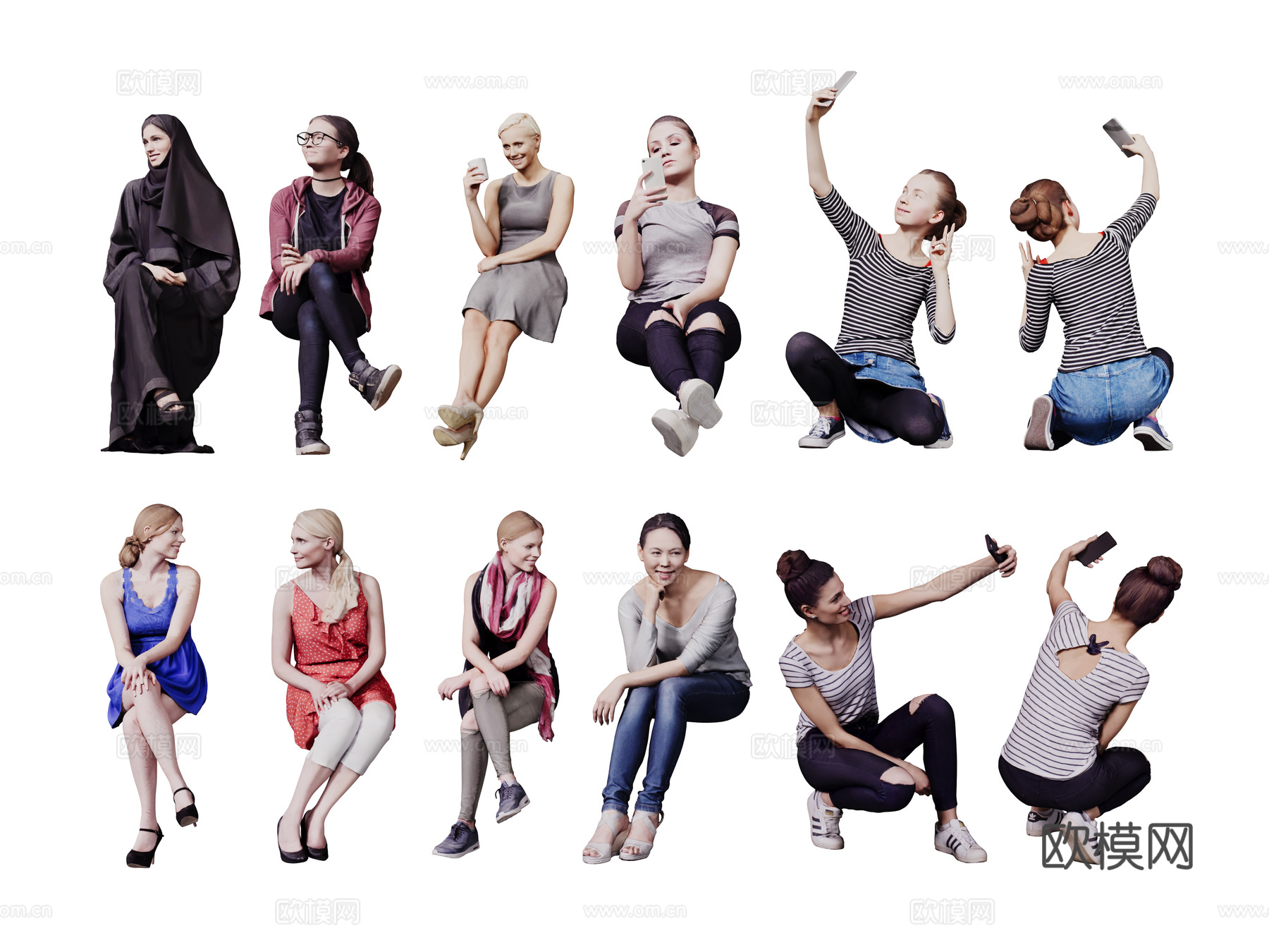 现代人物 男人 女人 商务人物 休闲人物 人物组合3d模型下载