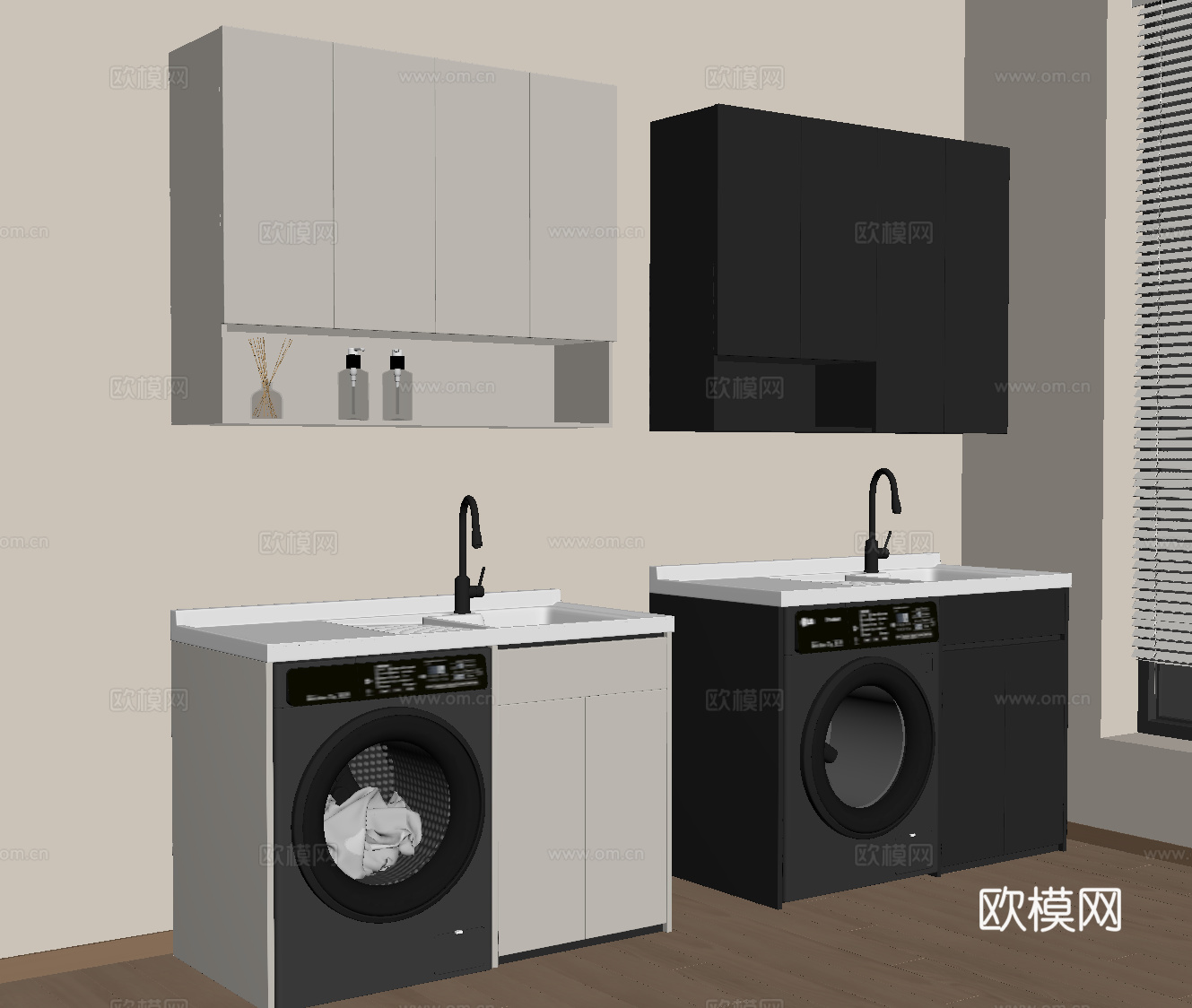 现代意式洗衣机柜su模型