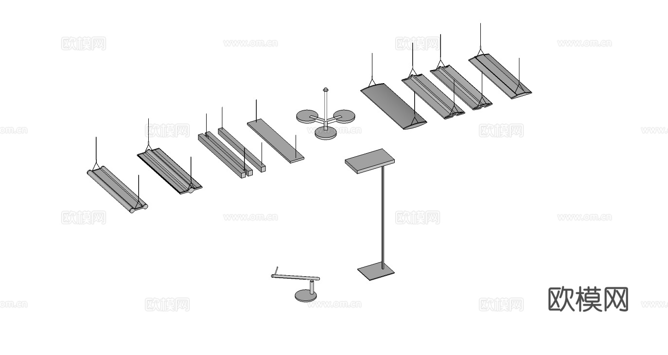 灯具 办公室灯具免费su模型